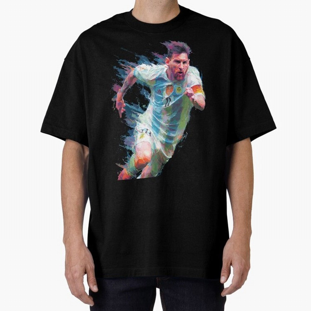 Messi in action Graphic Paint poster design Oversized T-Shirt Follow the Final Road of Match Day Hype around FIFA World Cup 2026 USA Canada Mexico, Messi, CR7 and Mbappe, Portugal, Soccer Culture, Superstar Moments, National Team Dreams and