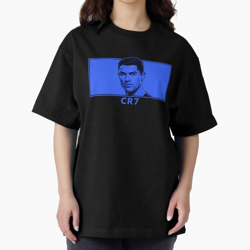 Ronaldo CR7 Blue Vector Portrait - Pop Comic Oversized T-Shirt Feel International Energy from Match Day Hype around FIFA World Cup 2026 USA Canada Mexico, CR7, Portugal, Spain and Germany, Game Day Rituals, Football Legends, Country Pride and the