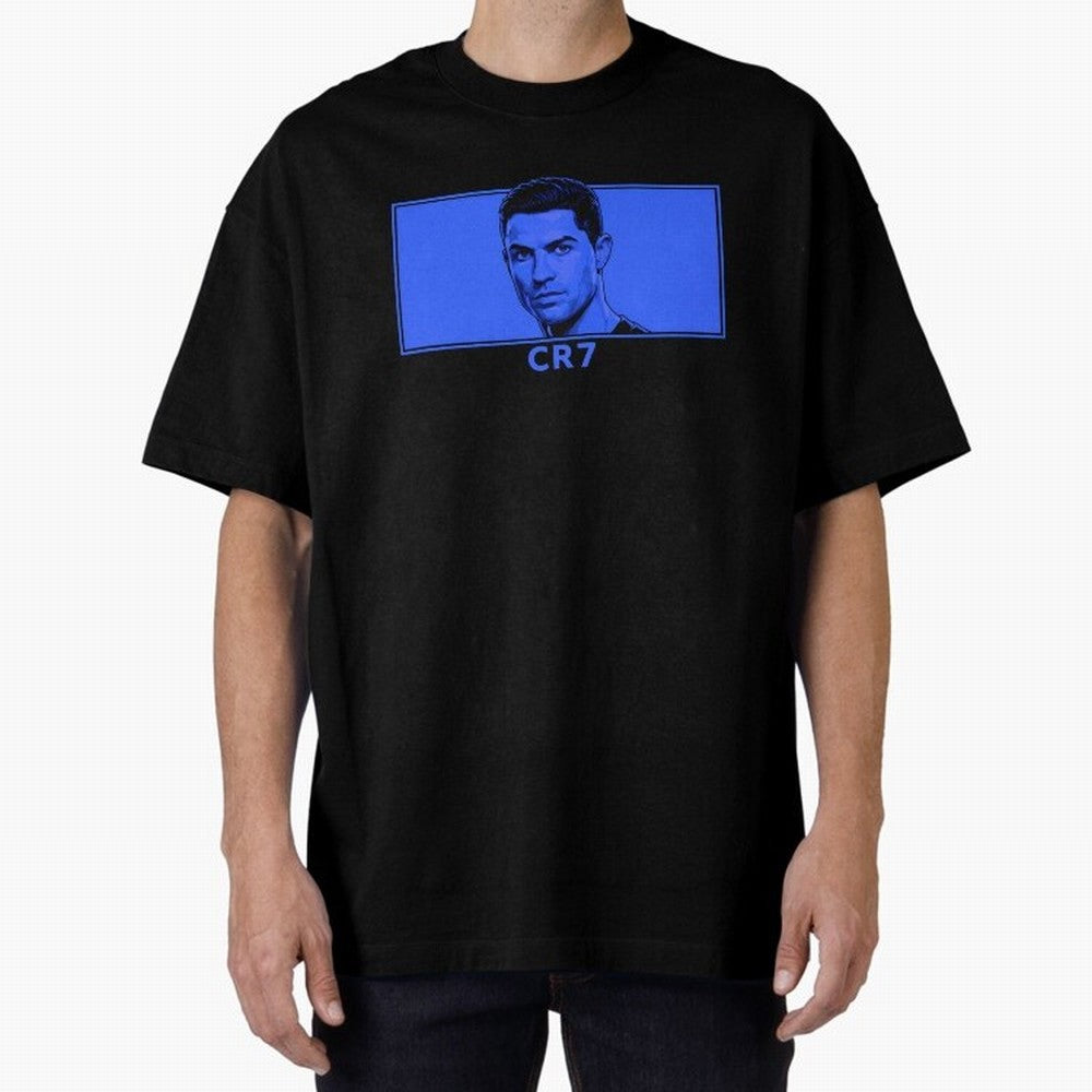 Ronaldo CR7 Blue Vector Portrait - Pop Comic Oversized T-Shirt Feel International Energy from Match Day Hype around FIFA World Cup 2026 USA Canada Mexico, CR7, Portugal, Spain and Germany, Game Day Rituals, Football Legends, Country Pride and the