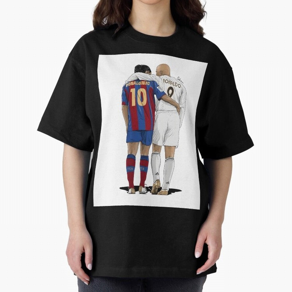 Ronaldinho & Ronaldo R9 Classic Football Legend - La Liga Derby Oversized T-Shirt Celebrate Football Dreams Across FIFA World Cup 2026 for Fans of Mbappe and Neymar and Argentina, France and Brazil, Bringing Fan Favorite Moments, National Team