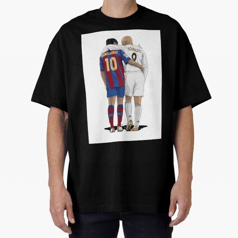 Ronaldinho & Ronaldo R9 Classic Football Legend - La Liga Derby Oversized T-Shirt Celebrate Football Dreams Across FIFA World Cup 2026 for Fans of Mbappe and Neymar and Argentina, France and Brazil, Bringing Fan Favorite Moments, National Team