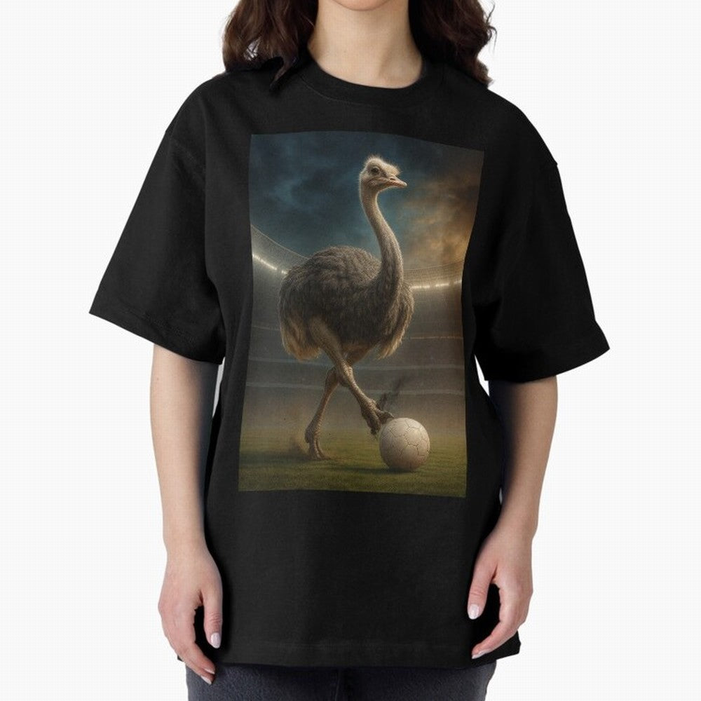 Ostrich Plays Soccer Oversized T-Shirt Turn Every Weekend Toward the FIFA World Cup 2026 Journey through Haaland and Mbappe Highlights, Germany Pride, Football History, Final Match Energy, Crowd Noise and Once in a Lifetime Moments; Great for