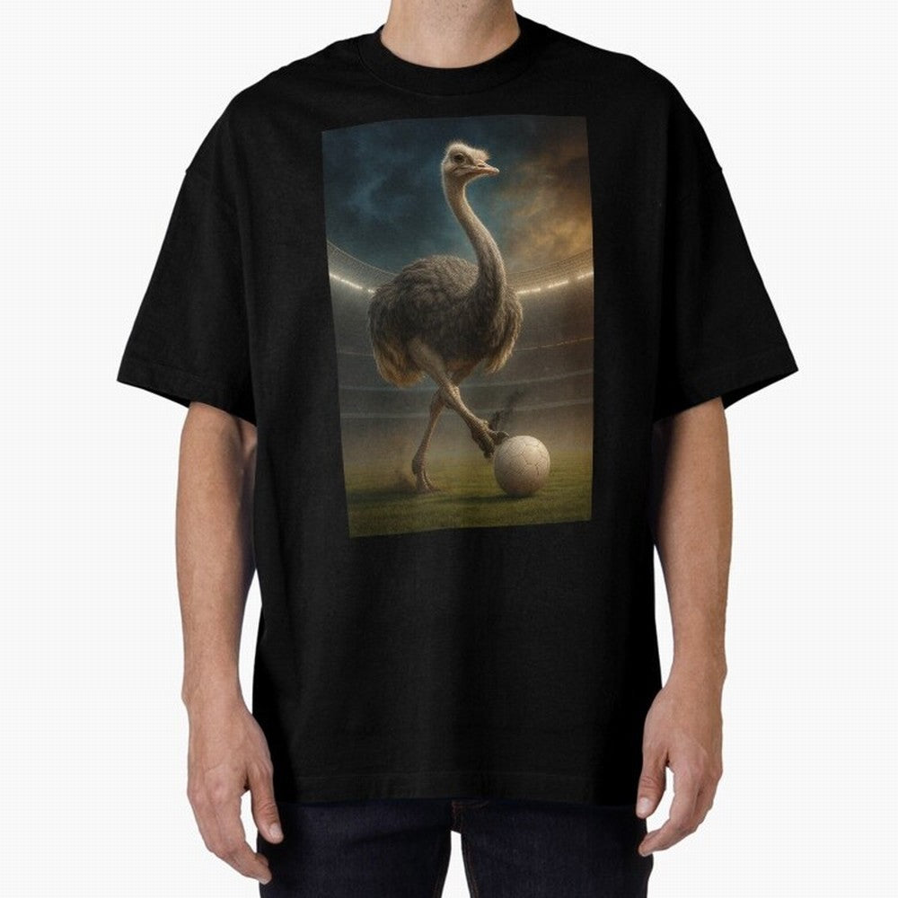 Ostrich Plays Soccer Oversized T-Shirt Turn Every Weekend Toward the FIFA World Cup 2026 Journey through Haaland and Mbappe Highlights, Germany Pride, Football History, Final Match Energy, Crowd Noise and Once in a Lifetime Moments; Great for