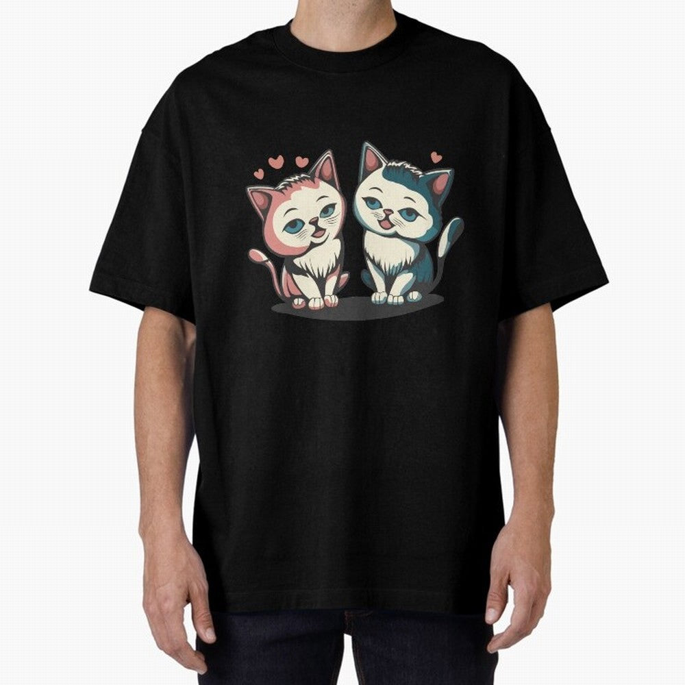 Two Funny Cats with Ronaldo Vibes ¨C Cute Football & Animal Art Oversized T-Shirt Celebrate the Road through the FIFA World Cup 2026 Group Stage Journey through Messi, Neymar and Mbappe Highlights, Netherlands Pride, Vintage Soccer Flavor, Modern