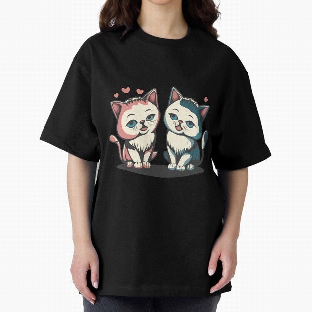 Two Funny Cats with Ronaldo Vibes ¨C Cute Football & Animal Art Oversized T-Shirt Celebrate the Road through the FIFA World Cup 2026 Group Stage Journey through Messi, Neymar and Mbappe Highlights, Netherlands Pride, Vintage Soccer Flavor, Modern