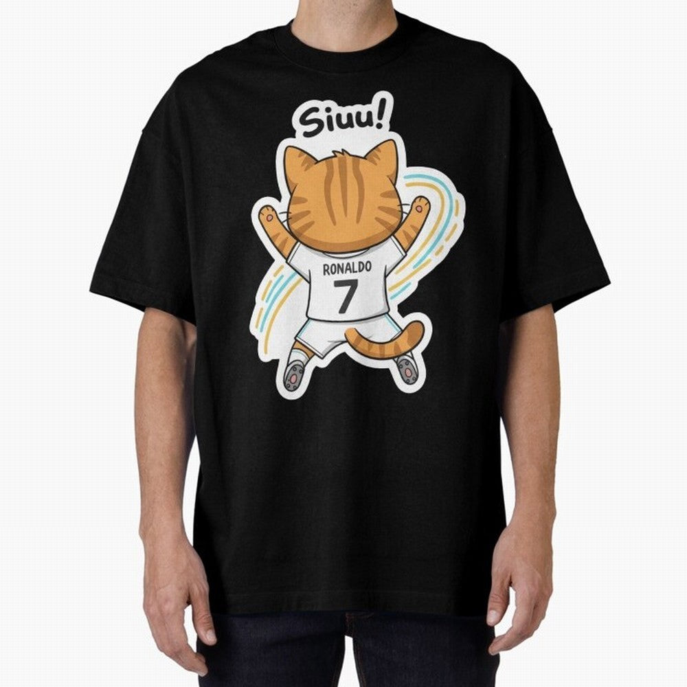Kitten - Funny Siuuu Celebration Cat Meme | Ronaldo Oversized T-Shirt Back the Journey through FIFA World Cup 2026 for Fans of Messi, CR7 and Mbappe and Germany, Bringing Game Day Rituals, Football Legends, Country Pride and the Road to the Final;