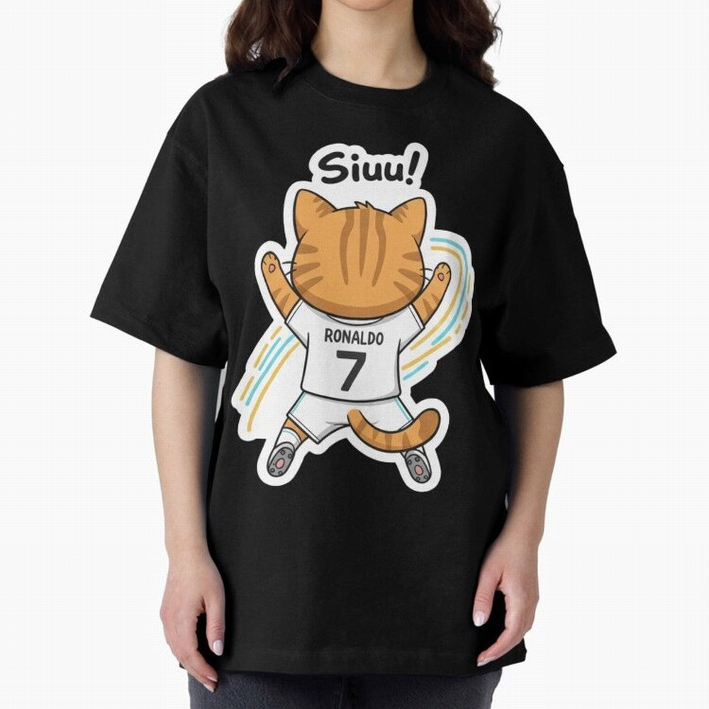 Kitten - Funny Siuuu Celebration Cat Meme | Ronaldo Oversized T-Shirt Back the Journey through FIFA World Cup 2026 for Fans of Messi, CR7 and Mbappe and Germany, Bringing Game Day Rituals, Football Legends, Country Pride and the Road to the Final;