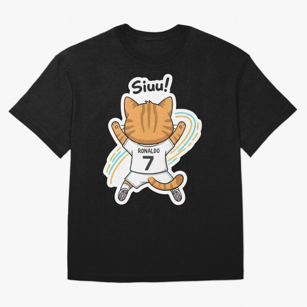 Kitten - Funny Siuuu Celebration Cat Meme | Ronaldo Oversized T-Shirt Back the Journey through FIFA World Cup 2026 for Fans of Messi, CR7 and Mbappe and Germany, Bringing Game Day Rituals, Football Legends, Country Pride and the Road to the Final;