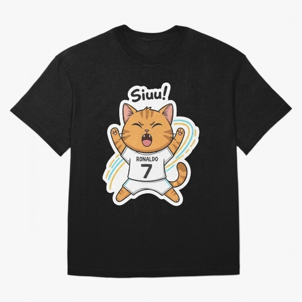Kitten - Funny Siuuu Celebration Cat Meme | Ronaldo Oversized T-Shirt Honor Football Greatness during Match Day Hype around FIFA World Cup 2026, Messi, CR7 and Mbappe, Brazil, Portugal and Argentina, Goal Celebration Energy, Supporter Heritage,