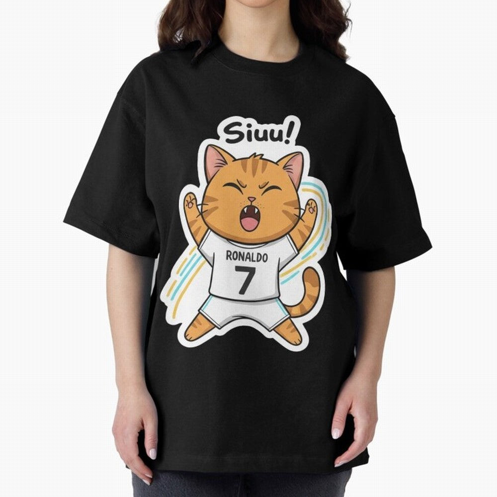 Kitten - Funny Siuuu Celebration Cat Meme | Ronaldo Oversized T-Shirt Honor Football Greatness during Match Day Hype around FIFA World Cup 2026, Messi, CR7 and Mbappe, Brazil, Portugal and Argentina, Goal Celebration Energy, Supporter Heritage,