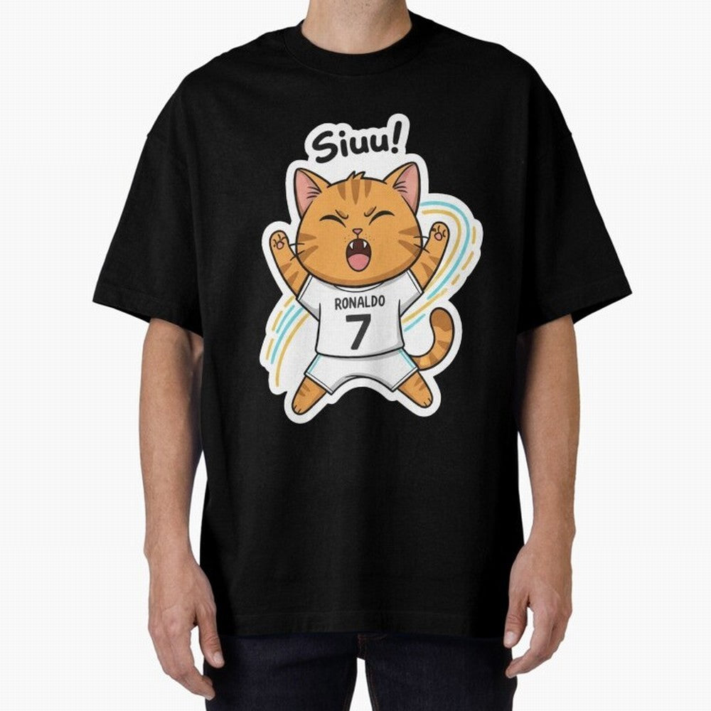 Kitten - Funny Siuuu Celebration Cat Meme | Ronaldo Oversized T-Shirt Honor Football Greatness during Match Day Hype around FIFA World Cup 2026, Messi, CR7 and Mbappe, Brazil, Portugal and Argentina, Goal Celebration Energy, Supporter Heritage,