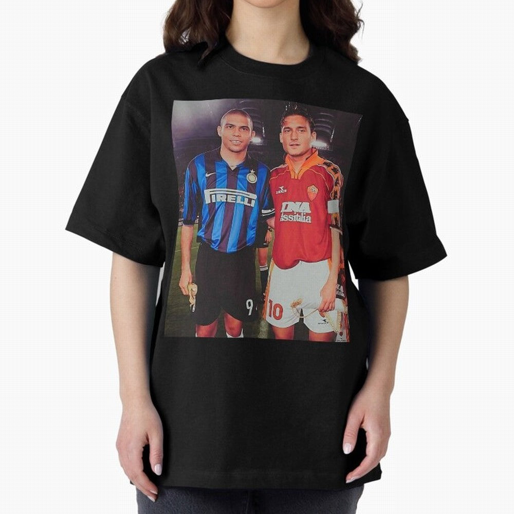 Clash of Class. Francesco Totti and Ronaldo Nazario sometime in the 90s. Oversized T-Shirt Show Up for the Glory of Global Football Passion for FIFA World Cup 2026 Group Stage, Built around Neymar, Germany, Game Day Rituals, Football Legends,