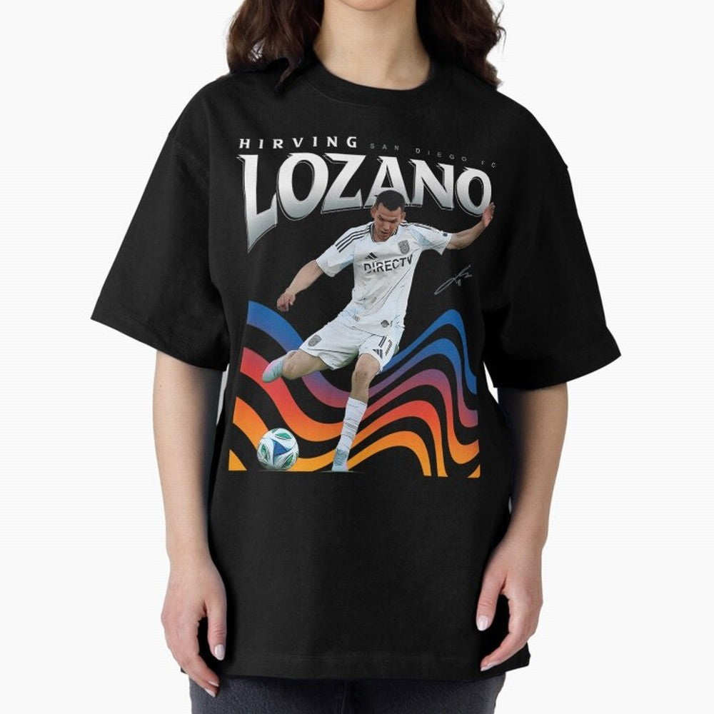 Hirving Lozano San Diego FC Oversized T-Shirt Fuel Global Football Passion for FIFA World Cup 2026, Centered on Haaland, England, France and Netherlands, Tournament Hype, Historic Matchups, Family Viewing Parties and Global Sports Pride; Great for