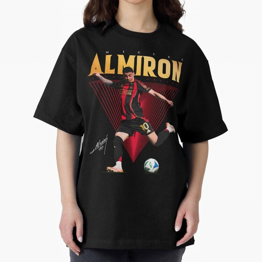 Miguel Almiron Atlanta United FC Oversized T-Shirt Follow the Final Road of FIFA World Cup 2026 USA Canada Mexico Highlighting Mbappe and Neymar, England Energy, Goal Celebration Energy, Supporter Heritage, Football Icons and Worldwide Tournament