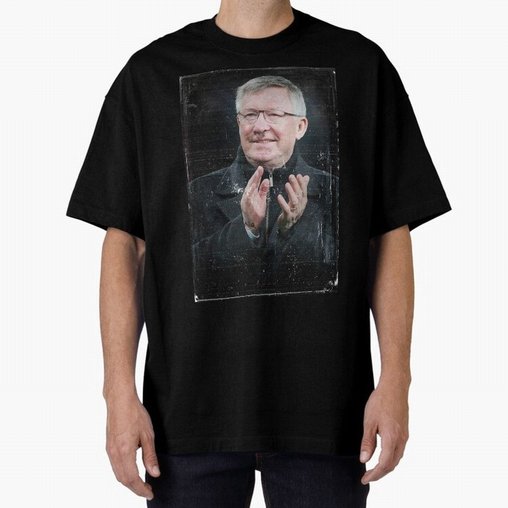 Sir Alex Ferguson Oversized T-Shirt Cheer for Global Football Passion for FIFA World Cup 2026, Highlighting Messi, Neymar and Mbappe, England and Germany, Championship Spirit, Famous Goals, Roaring Crowds and International Football Unity; Made for
