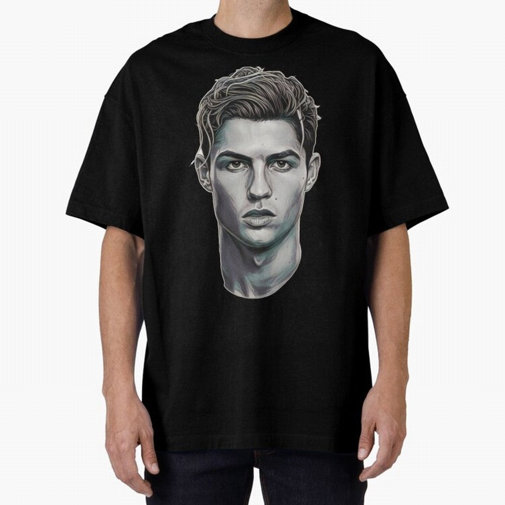 Ronaldo drawing 2008 Oversized T-Shirt Relive FIFA World Cup 2026 Group Stage Connected to Neymar, Haaland and Cristiano Ronaldo, England Energy, Supporter Pride, Iconic Celebrations, Legendary Names and Global Match Day Energy; Great for Watch