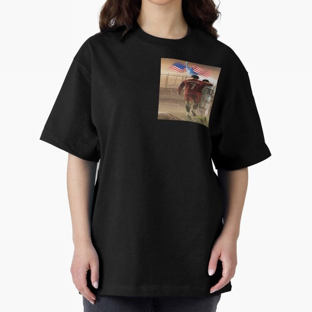 Ronaldo & messi 7_10 football USA sports top quality redbubble Oversized T-Shirt Enjoy the Biggest Football Party of the FIFA World Cup 2026 USA Canada Mexico Journey through Cristiano Ronaldo, Haaland and CR7 Highlights, Portugal, Spain and