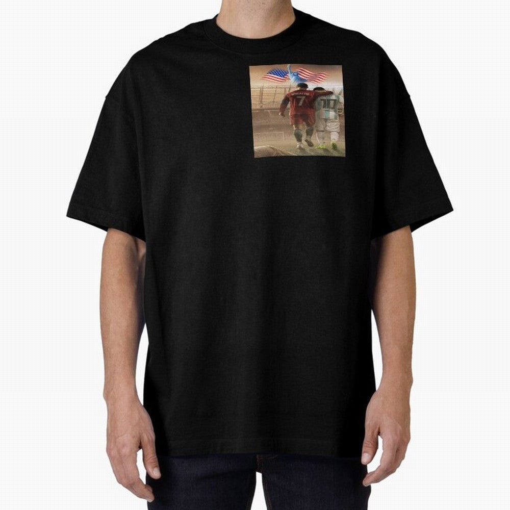Ronaldo & messi 7_10 football USA sports top quality redbubble Oversized T-Shirt Enjoy the Biggest Football Party of the FIFA World Cup 2026 USA Canada Mexico Journey through Cristiano Ronaldo, Haaland and CR7 Highlights, Portugal, Spain and