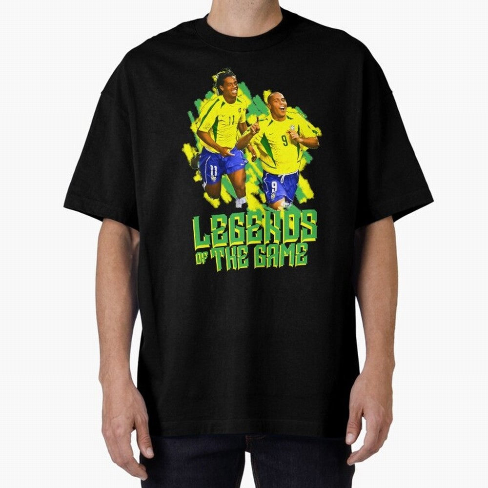 Ronaldinho and ronaldo brazil football print Oversized T-Shirt Bring a Vintage Feel to Match Day Hype around FIFA World Cup 2026 Group Stage, Messi and Cristiano Ronaldo, Spain and Netherlands, Fan Favorite Moments, National Team Passion, Big Match