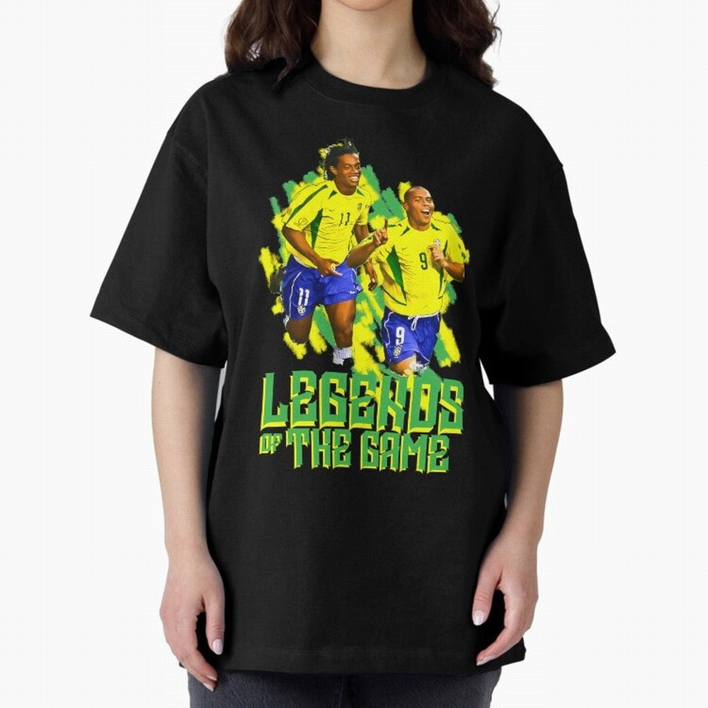 Ronaldinho and ronaldo brazil football print Oversized T-Shirt Bring a Vintage Feel to Match Day Hype around FIFA World Cup 2026 Group Stage, Messi and Cristiano Ronaldo, Spain and Netherlands, Fan Favorite Moments, National Team Passion, Big Match