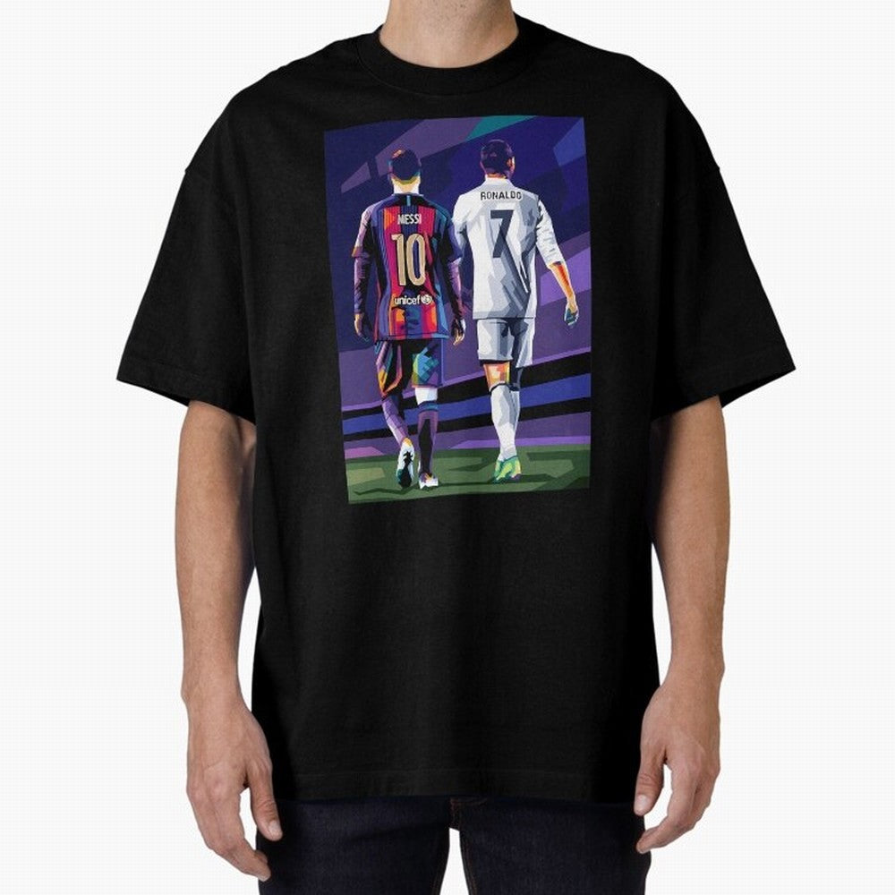Ronaldo And Messi Oversized T-Shirt Wear the Spirit of Global Football Passion for FIFA World Cup 2026 Group Stage, Made for Messi, Germany, Tournament Hype, Historic Matchups, Family Viewing Parties and Global Sports Pride; Great for Watch