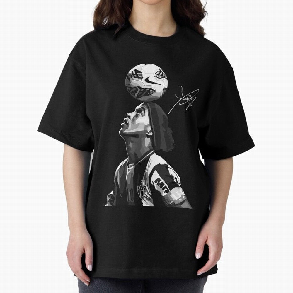 Ronaldinho Black and White Oversized T-Shirt Honor Football Greatness during Global Football Passion for FIFA World Cup 2026, Highlighting Cristiano Ronaldo, Haaland and CR7, England, Champion Mindset, Group Stage Buzz, Knockout Tension and