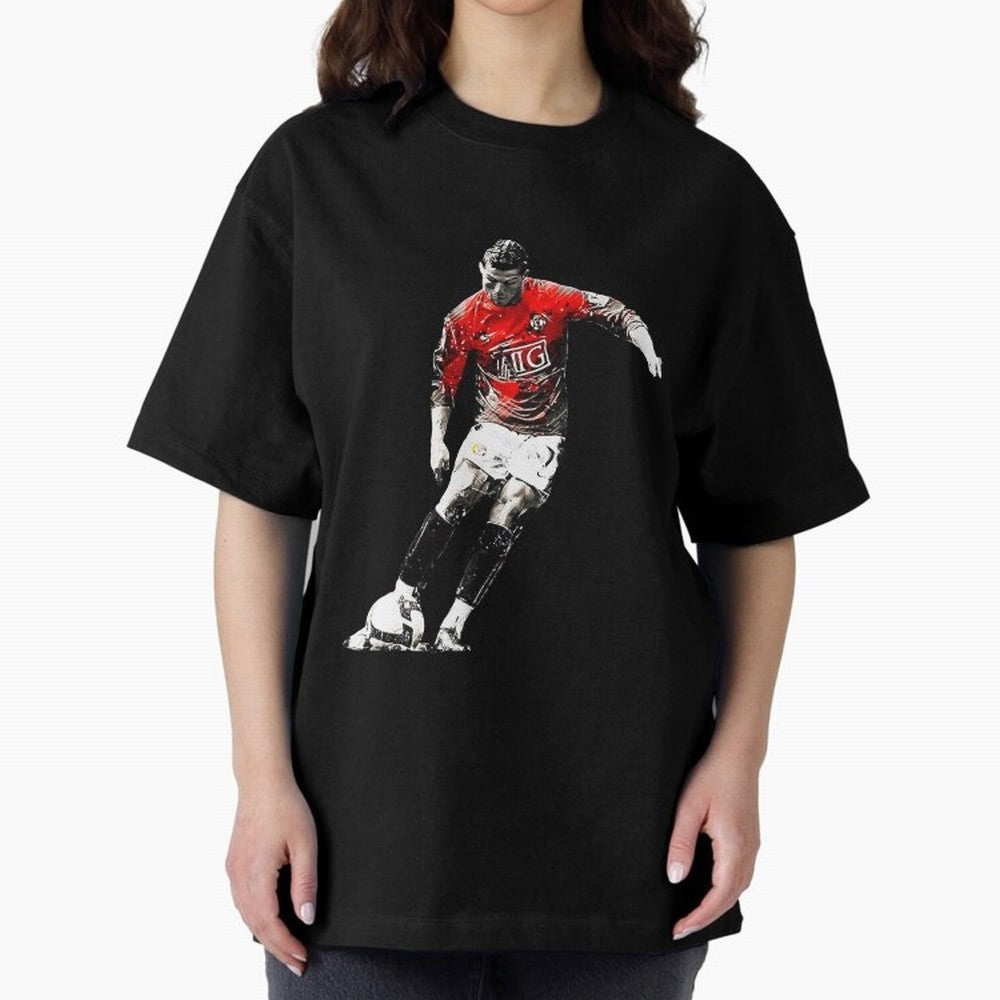 CR7 Artwork For Soccer Fans Gift For Football Lovers Oversized T-Shirt Turn Up for Match Day Hype around FIFA World Cup 2026 USA Canada Mexico, Neymar, Haaland and Cristiano Ronaldo, Argentina and Brazil, Championship Spirit, Famous Goals, Roaring