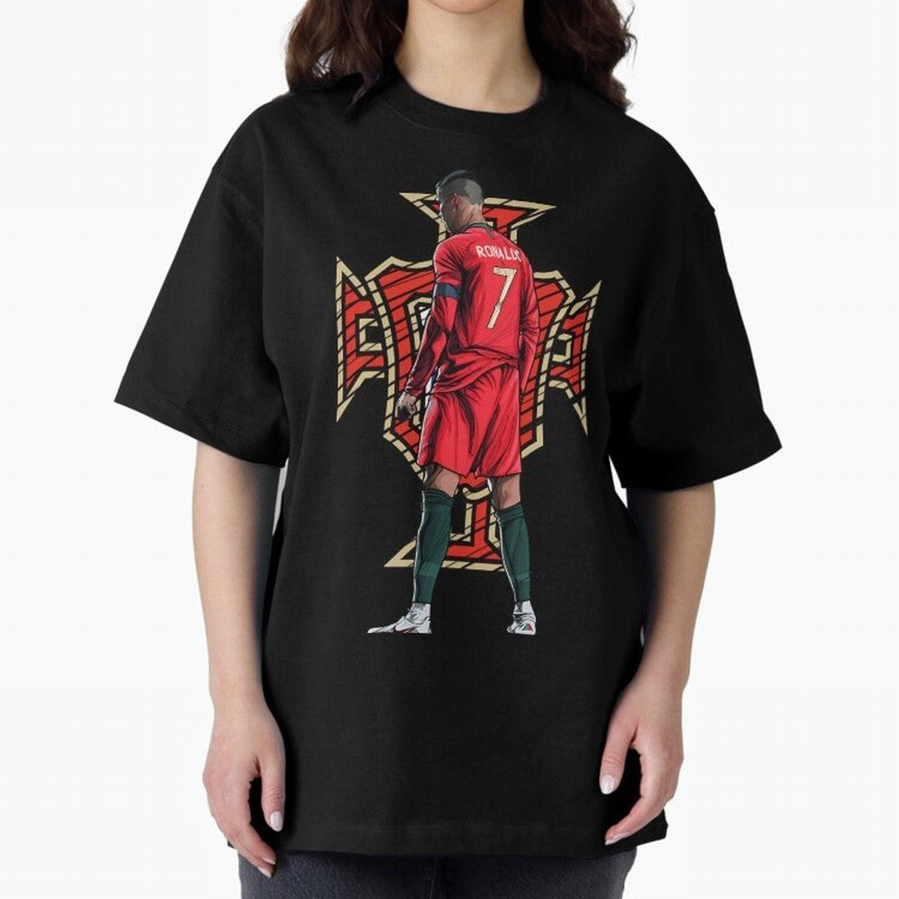 Portugal Ronaldo No.7 Artwork For Soccer Fans, Gift For Football Supporters Oversized T-Shirt Bring a Vintage Feel to FIFA World Cup 2026 for Fans of Neymar, Haaland and Cristiano Ronaldo and France and Portugal, Bringing Supporter Pride, Iconic