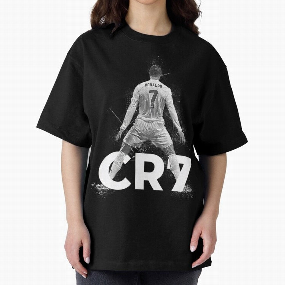 CR7 Ronaldo Celebration Artwork For Football Fans Gift For Soccer Enthusiasts Oversized T-Shirt Follow Global Football Passion for FIFA World Cup 2026 Group Stage, Made for Messi and Cristiano Ronaldo, England and Germany, Worldwide Fan Energy,