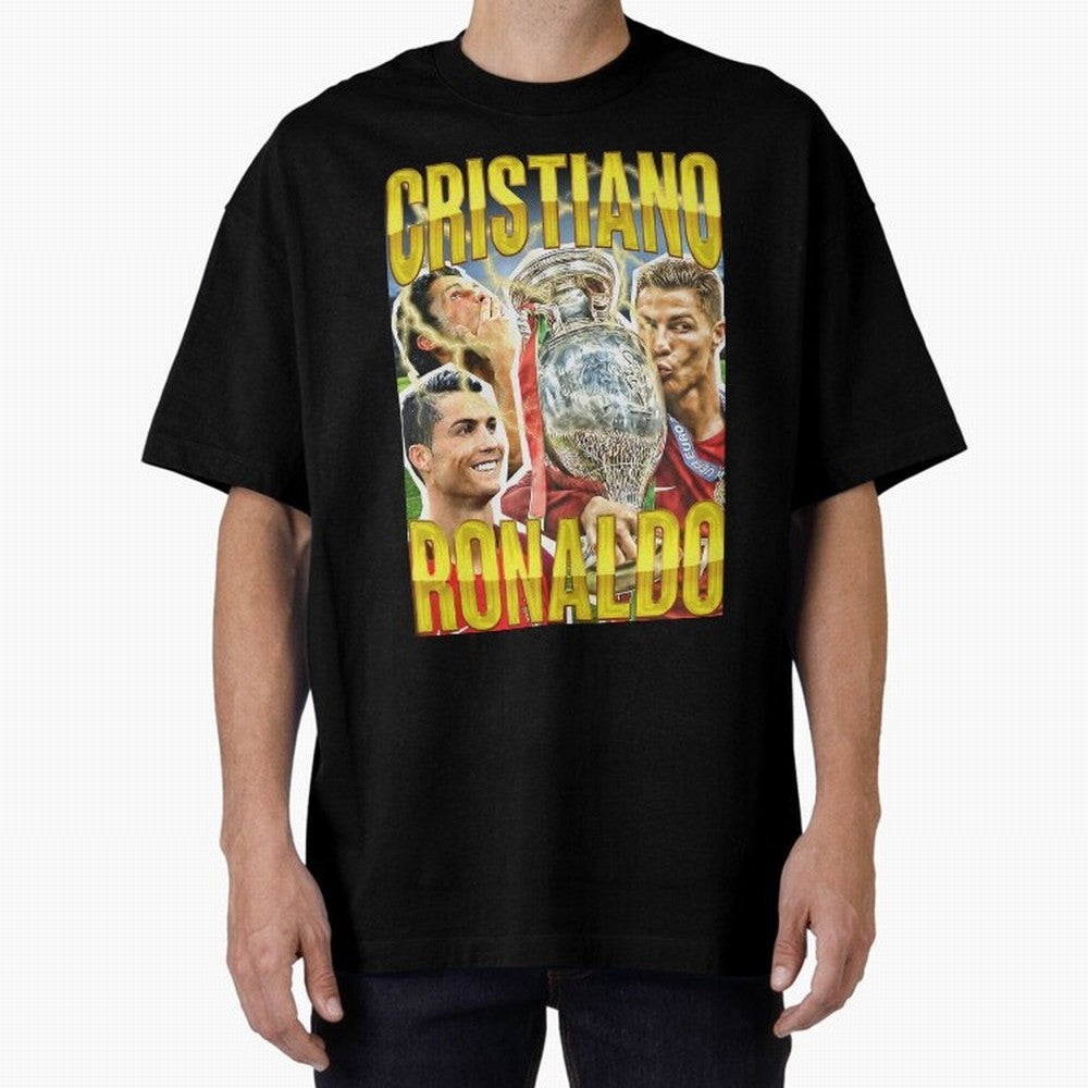 Ronaldo Siuuu Celebration Silhouette Design For Football Fans, Gift For Soccer Enthusiasts Oversized T-Shirt Capture Stadium Memories from Match Day Hype around FIFA World Cup 2026 USA Canada Mexico, Haaland and Mbappe, Argentina, France and