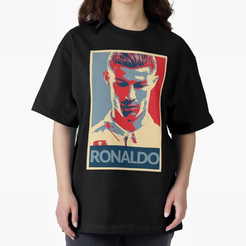 Ronaldo Poster Style Pop Art Design For Football Fans Gift For Soccer Enthusiasts Oversized T-Shirt Join the Global Buzz around the FIFA World Cup 2026 Journey through Neymar Highlights, France Pride, Football Passion, Legendary Performances,