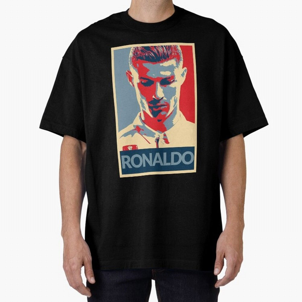 Ronaldo Poster Style Pop Art Design For Football Fans Gift For Soccer Enthusiasts Oversized T-Shirt Join the Global Buzz around the FIFA World Cup 2026 Journey through Neymar Highlights, France Pride, Football Passion, Legendary Performances,
