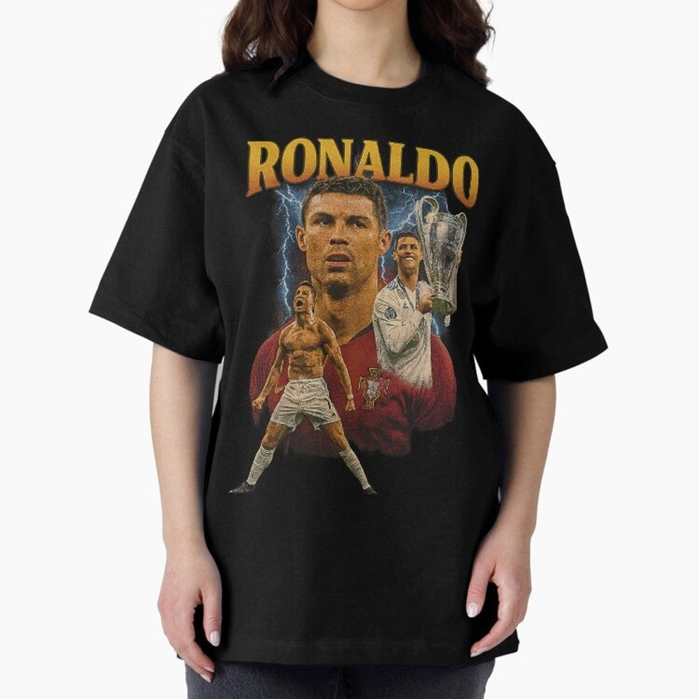 Ronaldo Champion Victory Design For Football Fans Gift For Soccer Supporters Oversized T-Shirt Step into FIFA World Cup 2026 Group Stage for Fans of Haaland and Mbappe and Portugal, Bringing Classic Soccer Heritage, Championship Pressure, Fan