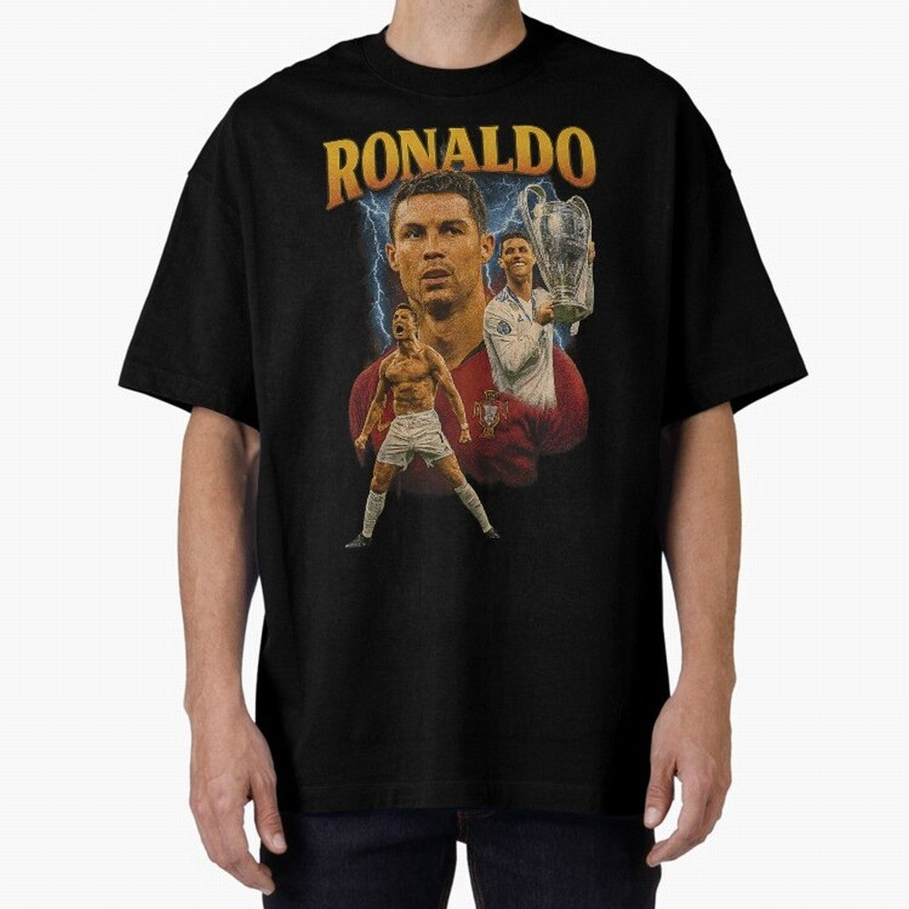 Ronaldo Champion Victory Design For Football Fans Gift For Soccer Supporters Oversized T-Shirt Step into FIFA World Cup 2026 Group Stage for Fans of Haaland and Mbappe and Portugal, Bringing Classic Soccer Heritage, Championship Pressure, Fan