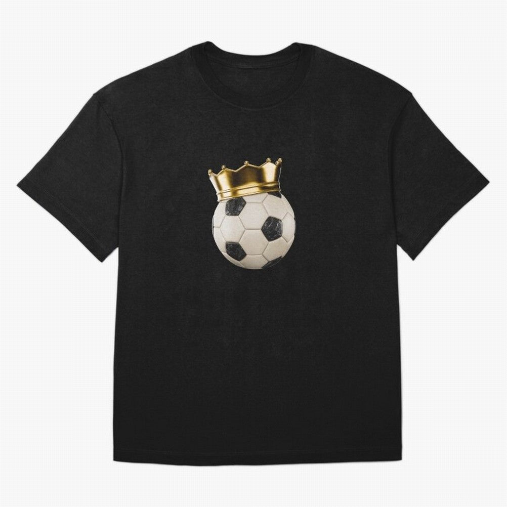 Soccer Ball with Kings Crown, Sticker Illustration Oversized T-Shirt Celebrate the Magic of the FIFA World Cup 2026 Journey through Cristiano Ronaldo Highlights, England and Germany Pride, Retro Football Energy, Iconic Rivalries, Trophy Chase Drama