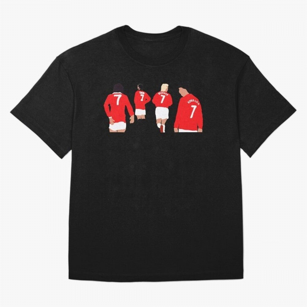 Manchester United Legends Number 7 Best Cantona Beckham Ronaldo Poster Oversized T-Shirt Celebrate National Team Dreams in the FIFA World Cup 2026 Journey through Haaland and Mbappe Highlights, Argentina and Brazil Pride, Supporter Pride, Iconic