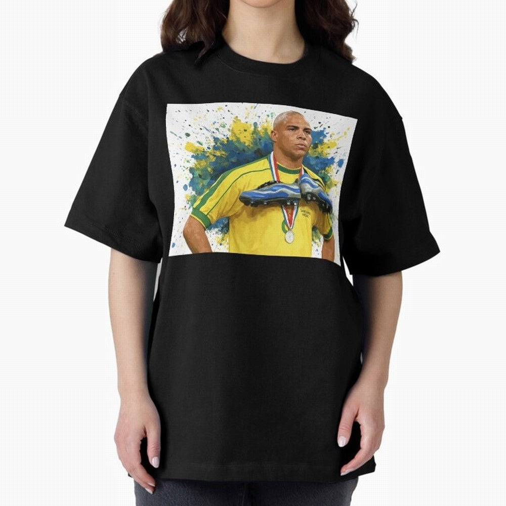 Ronaldo, O Fen?meno Oversized T-Shirt Celebrate FIFA World Cup 2026 Featuring Haaland, Argentina, France and Brazil Energy, Global Supporter Spirit, Legendary Goals, National Colors and Tournament Celebration; Ideal for Passionate Fans Who Love