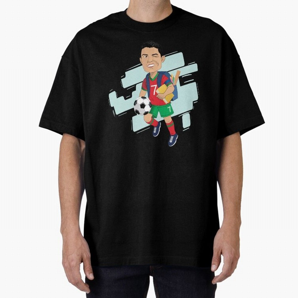 BACK TO SCHOOL - CARICATURE - CHRISTIANO - RONALDO Oversized T-Shirt Carry the Colors and Pride of Match Day Hype around FIFA World Cup 2026, Messi, CR7 and Mbappe, France, Stadium Memories, Football Loyalty, International Chants and Championship