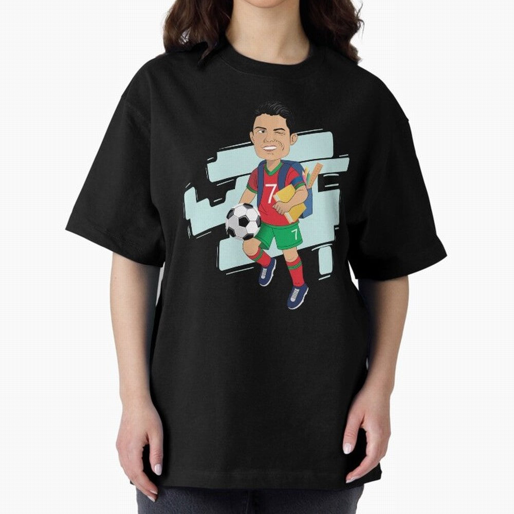 BACK TO SCHOOL - CARICATURE - CHRISTIANO - RONALDO Oversized T-Shirt Carry the Colors and Pride of Match Day Hype around FIFA World Cup 2026, Messi, CR7 and Mbappe, France, Stadium Memories, Football Loyalty, International Chants and Championship