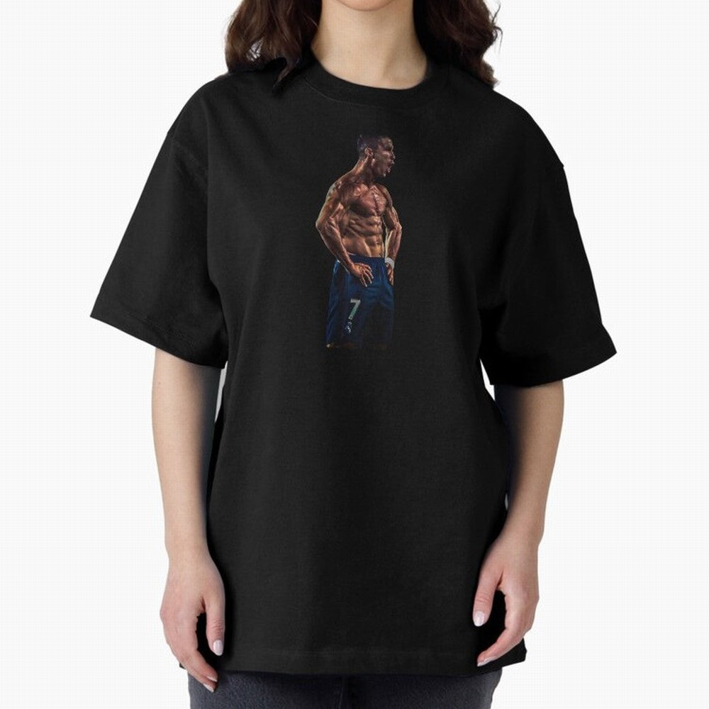 Christiano Ronaldo CR7 Oversized T-Shirt Follow the Final Road of Global Football Passion for FIFA World Cup 2026, Highlighting Mbappe and Neymar, France, Football Festival Excitement, Trophy Ambitions, Country Rivalries and Star Player Buzz; Great