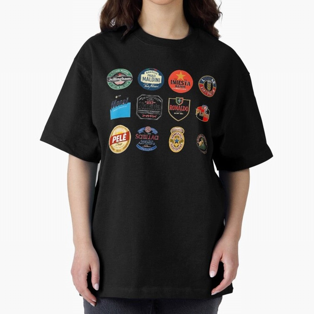 Legendary Lager Lineup ¨C Football Icons as Beer Labels (Sticker Set / Poster) Oversized T-Shirt Back the Journey through Global Football Passion for FIFA World Cup 2026 Group Stage, Built around Messi, England, France and Netherlands, Global