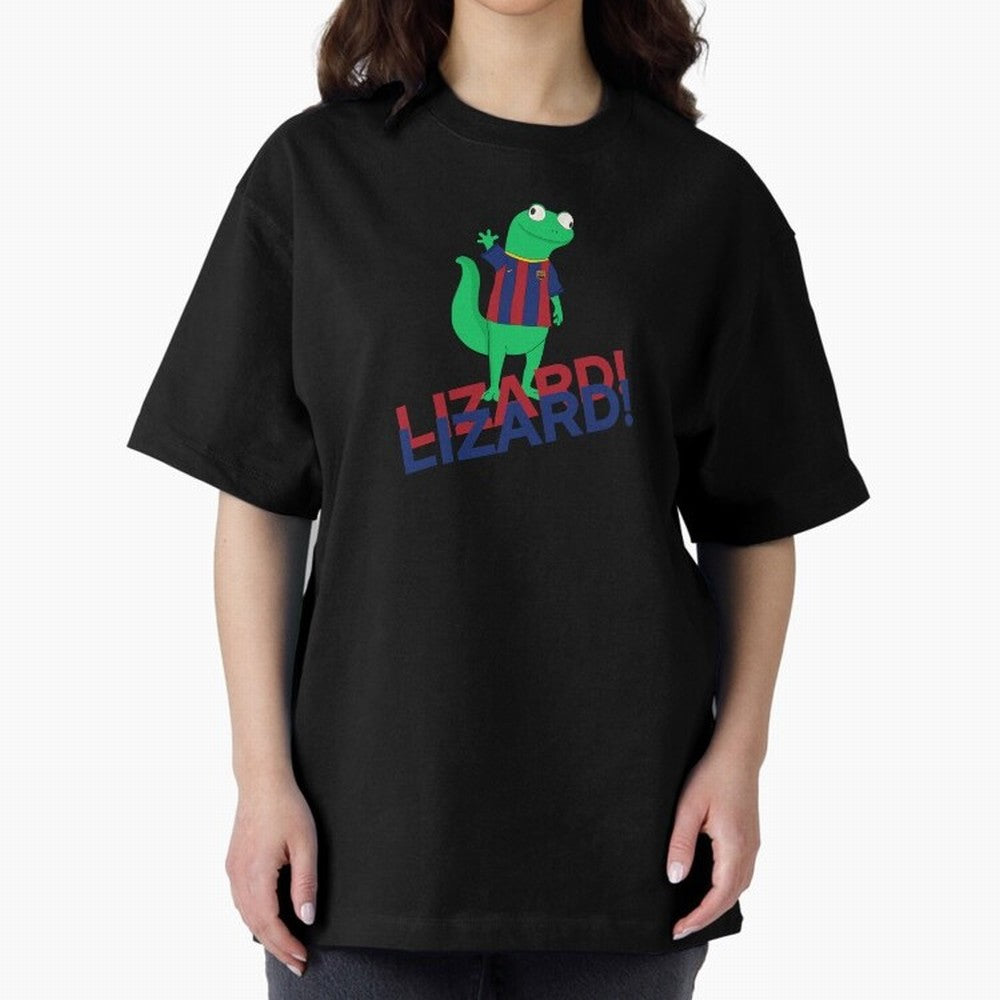 Viral lizard meme fcbarcelona Oversized T-Shirt Live for the Drama of Global Football Passion for FIFA World Cup 2026 Group Stage, Capturing Messi, CR7 and Mbappe, Portugal, Spain and Germany, Match Day Excitement, Supporter Culture, Golden Goals