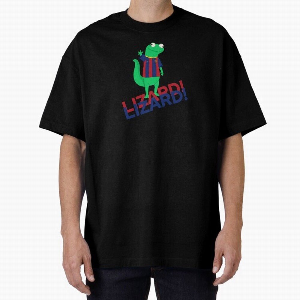 Viral lizard meme fcbarcelona Oversized T-Shirt Live for the Drama of Global Football Passion for FIFA World Cup 2026 Group Stage, Capturing Messi, CR7 and Mbappe, Portugal, Spain and Germany, Match Day Excitement, Supporter Culture, Golden Goals