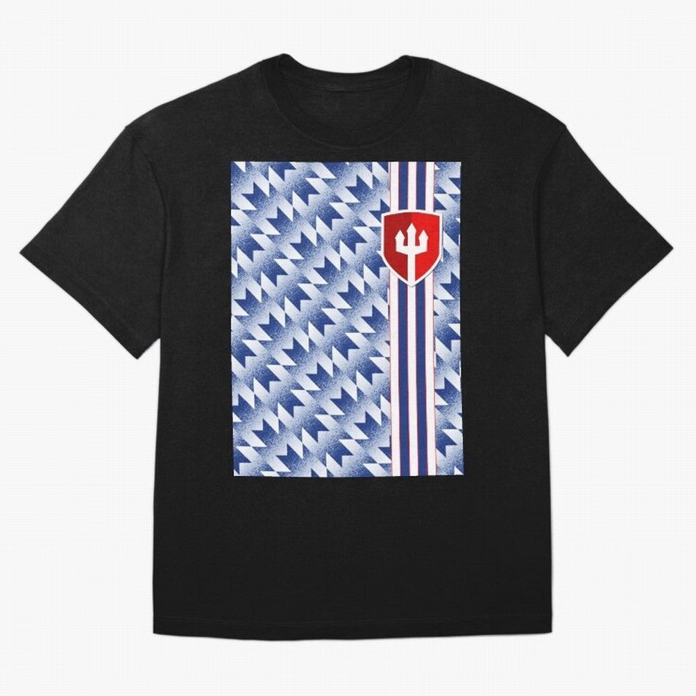 Manchester United 94 Away Jersey Pattern Oversized T-Shirt Turn Up for Global Football Passion for FIFA World Cup 2026 USA Canada Mexico, Inspired by Messi and Cristiano Ronaldo, Brazil, Portugal and Argentina, Football Festival Excitement, Trophy