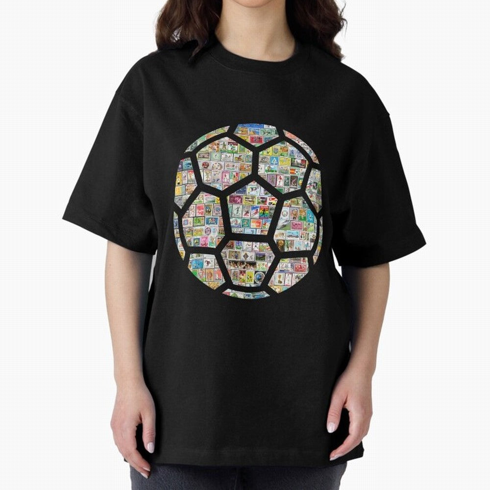 Philately Soccer Ball Oversized T-Shirt Bring Supporter Culture to FIFA World Cup 2026 USA Canada Mexico Spirit, Made for Portugal, Spain and Germany, Messi, Game Day Rituals, Football Legends, Country Pride and the Road to the Final; Ideal for
