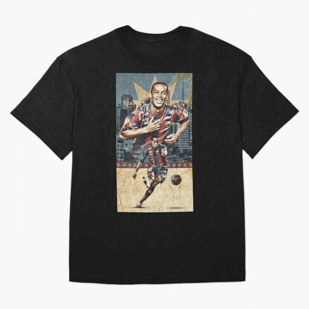 Ronaldinho Design Oversized T-Shirt Stand with Match Day Hype around FIFA World Cup 2026 Group Stage, Neymar, Haaland and Cristiano Ronaldo, France and Portugal, Match Day Excitement, Supporter Culture, Golden Goals and Global Football Passion;