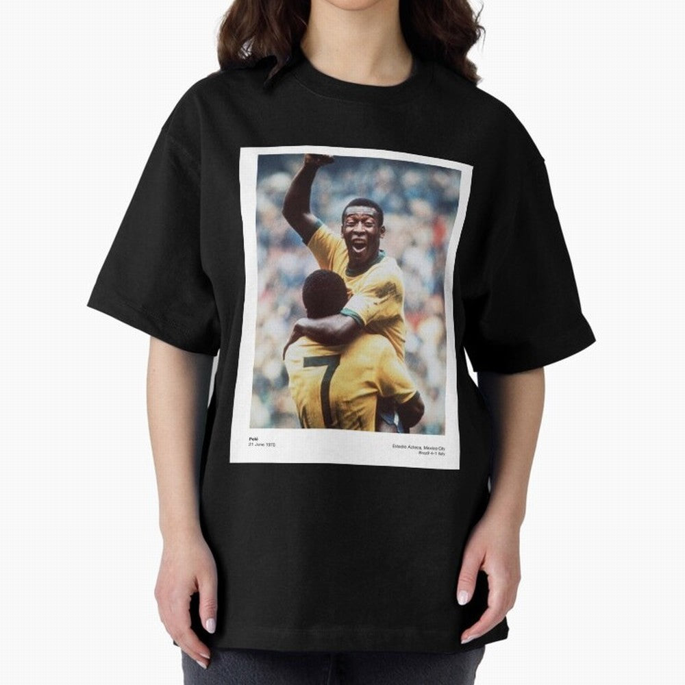 Pele Oversized T-Shirt Feel International Energy from Match Day Hype around FIFA World Cup 2026 Group Stage, Messi, CR7 and Mbappe, Spain and Netherlands, Supporter Pride, Iconic Celebrations, Legendary Names and Global Match Day Energy; Great for