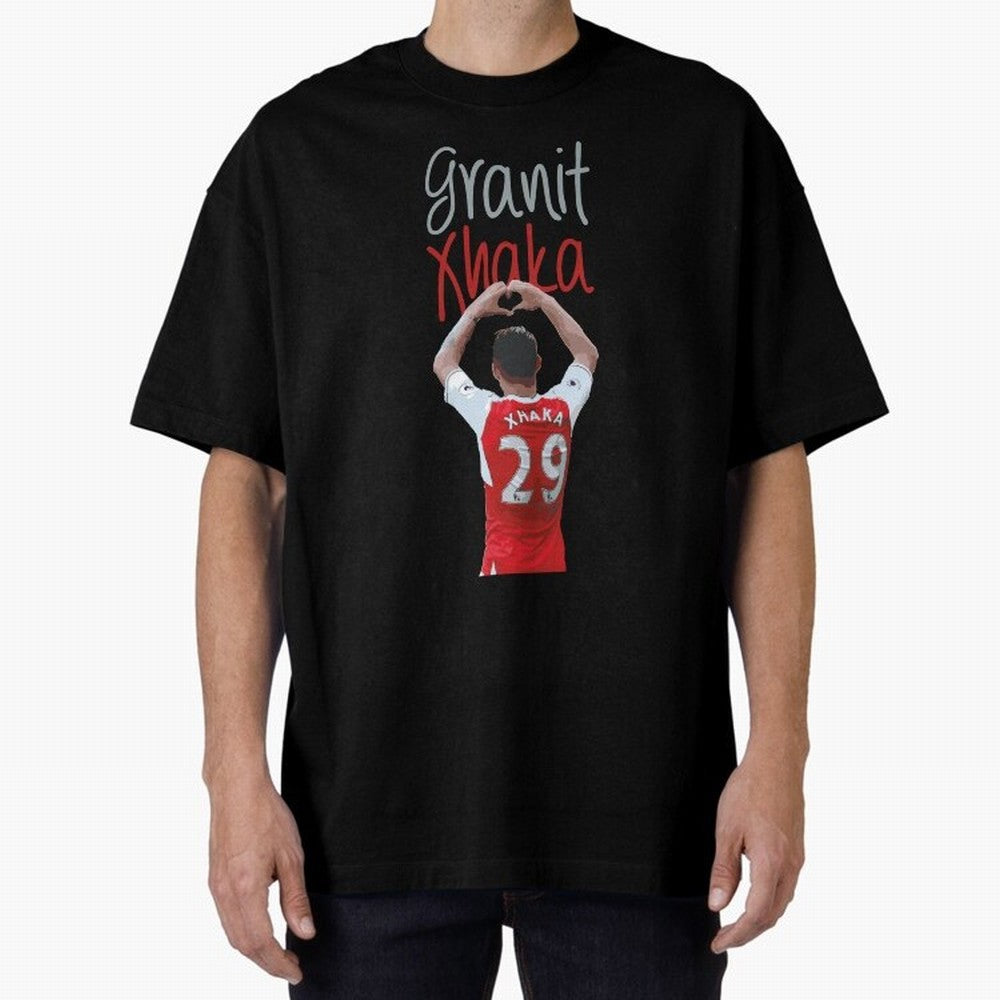 Granit Xhaka Oversized T-Shirt Relive FIFA World Cup 2026 Spirit, Inspired by England and Germany, CR7 and Messi, Fan Favorite Moments, National Team Passion, Big Match Drama and Soccer History; Ideal for Football Dads, Football Moms, Friends,