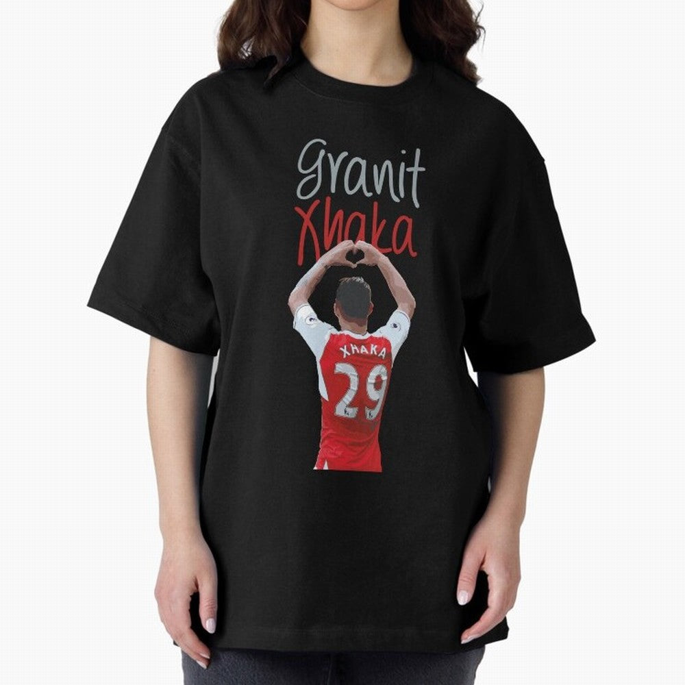 Granit Xhaka Oversized T-Shirt Relive FIFA World Cup 2026 Spirit, Inspired by England and Germany, CR7 and Messi, Fan Favorite Moments, National Team Passion, Big Match Drama and Soccer History; Ideal for Football Dads, Football Moms, Friends,