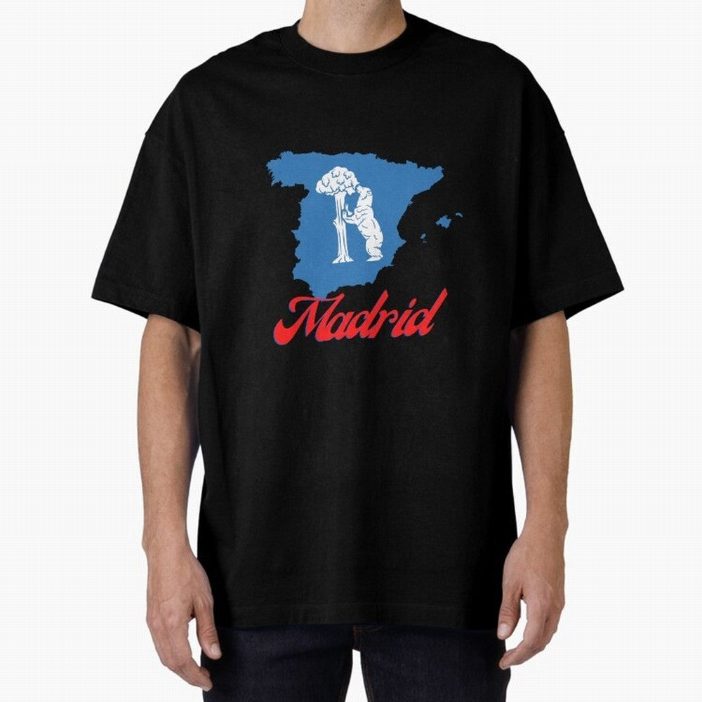 Madrid Bear Strawberry Tree Oversized T-Shirt Join Match Day Hype around FIFA World Cup 2026, Messi and Cristiano Ronaldo, England, Football Passion, Legendary Performances, Festival Vibes and Supporter Community; Perfect for Supporters Who Want